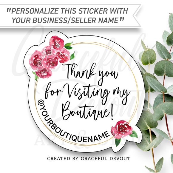 Graceful Devout Other - 🌹Thank You For Visiting My Boutique- Sticker 2" (inches)(48ct.) [GD81-48]